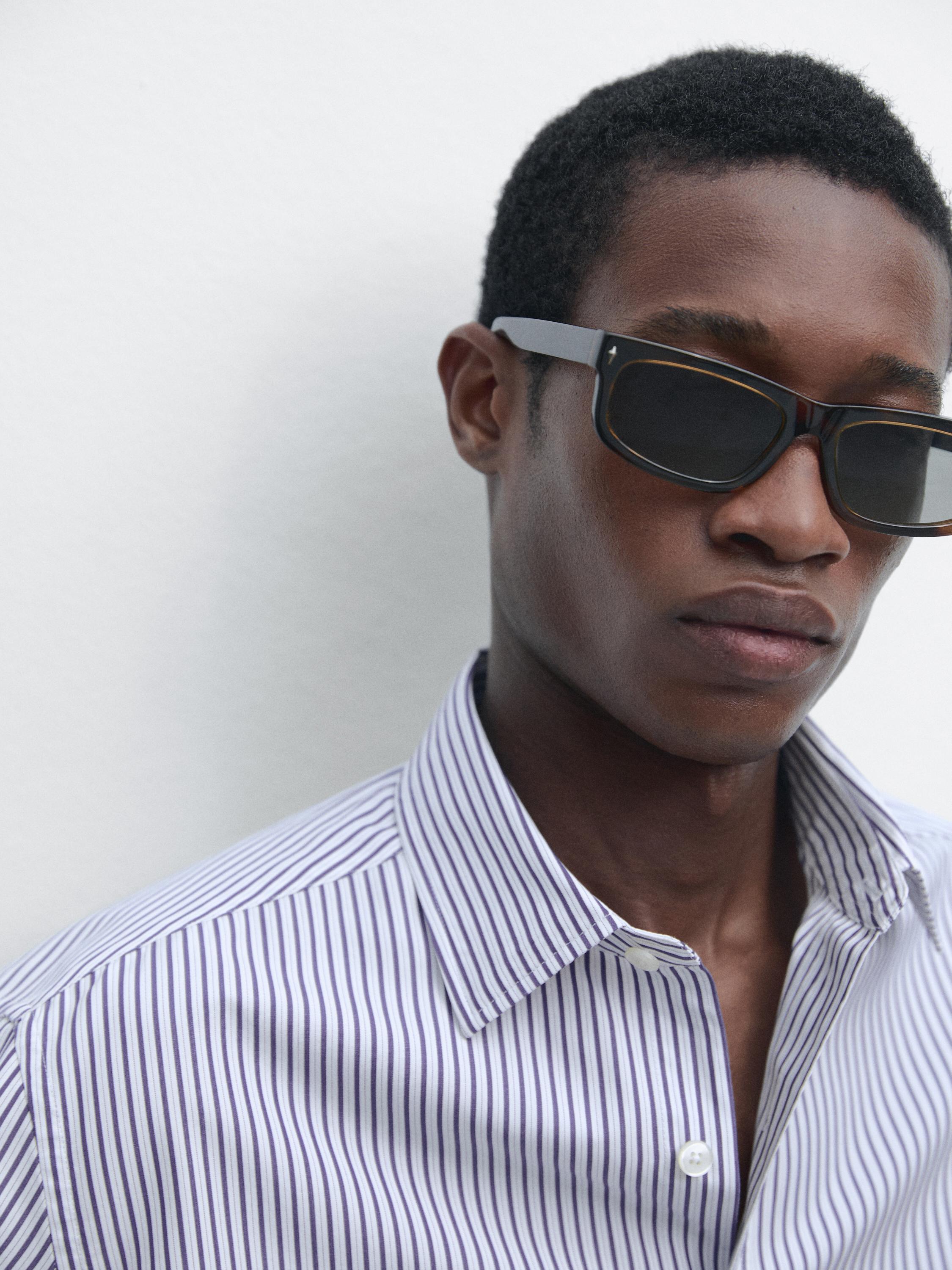 Regular fit striped 100% cotton shirt